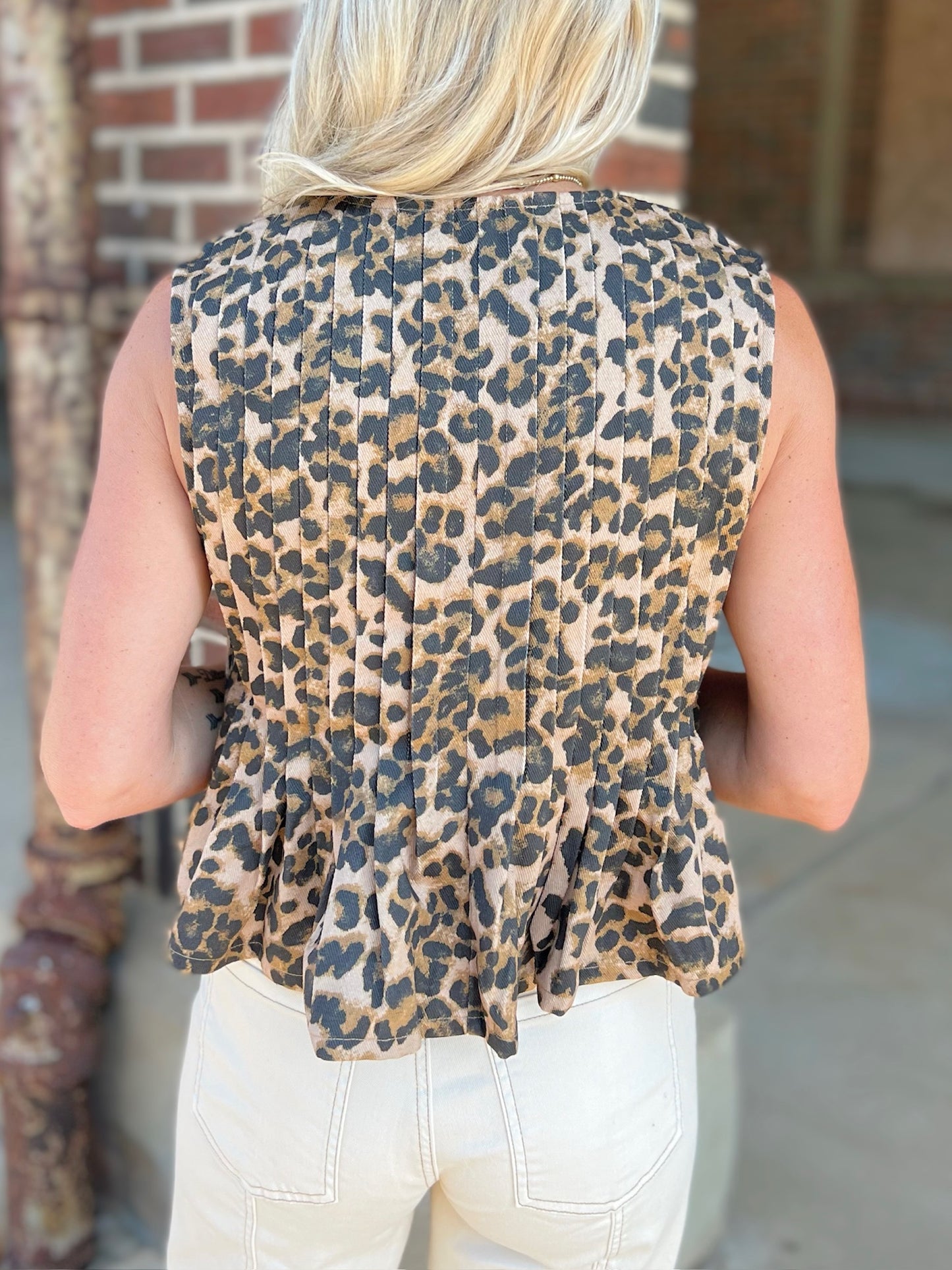 Leopard Pleated Top