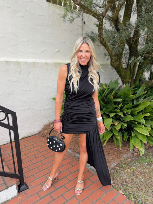 Draped Asymmetrical Mini Dress