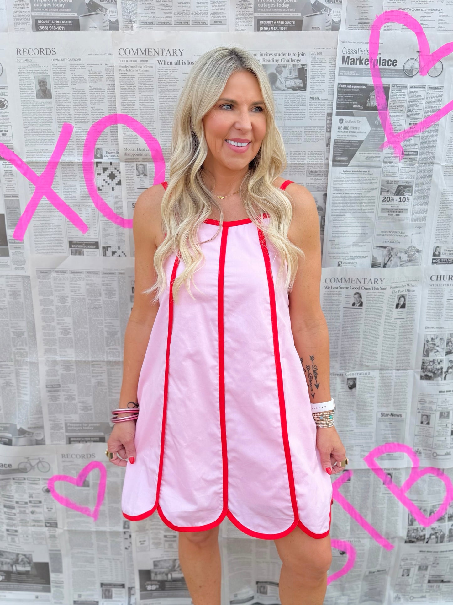 Contrast Trim Mini Dress