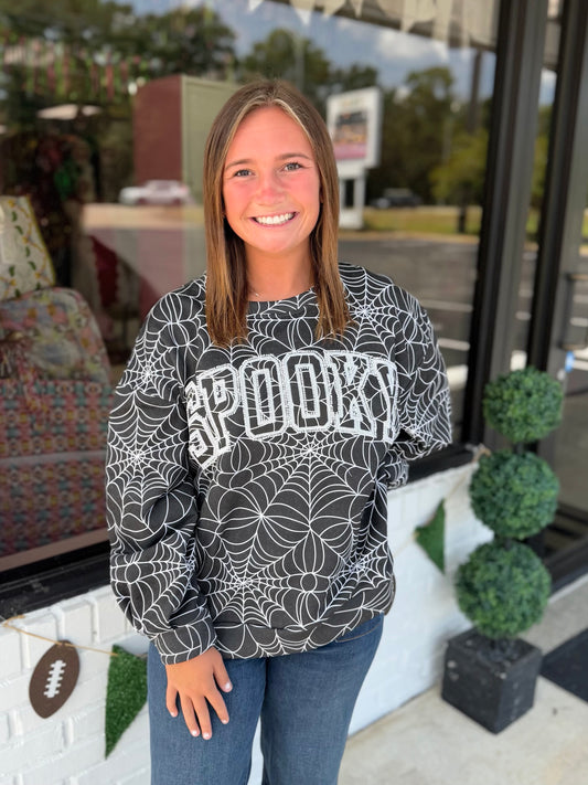 QOS Spider Web "SPOOKY" Sweatshirt