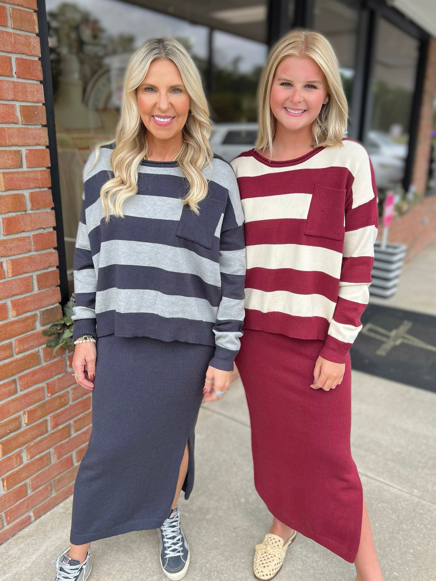 Striped Sweater + Pencil Skirt Set