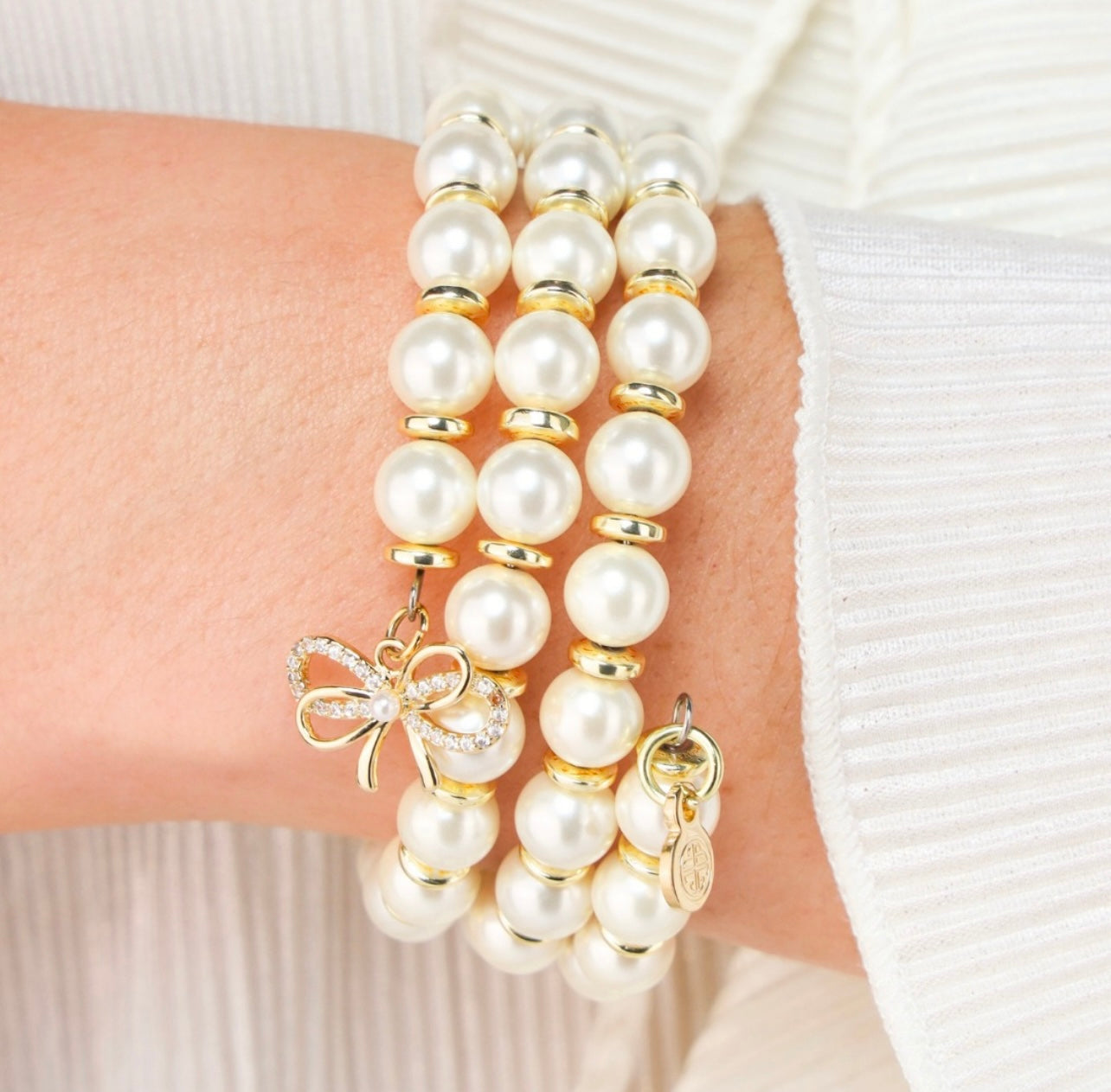 BudHaGirl White Pearl Wrap Braceelet