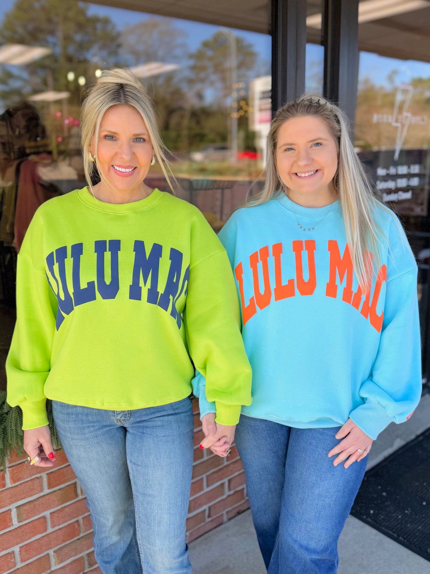 LULU MAC Sweatshirt: Light Blue/Coral