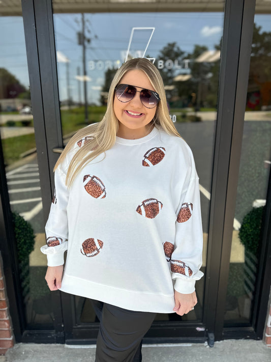 Sequin Football Sweatshirt