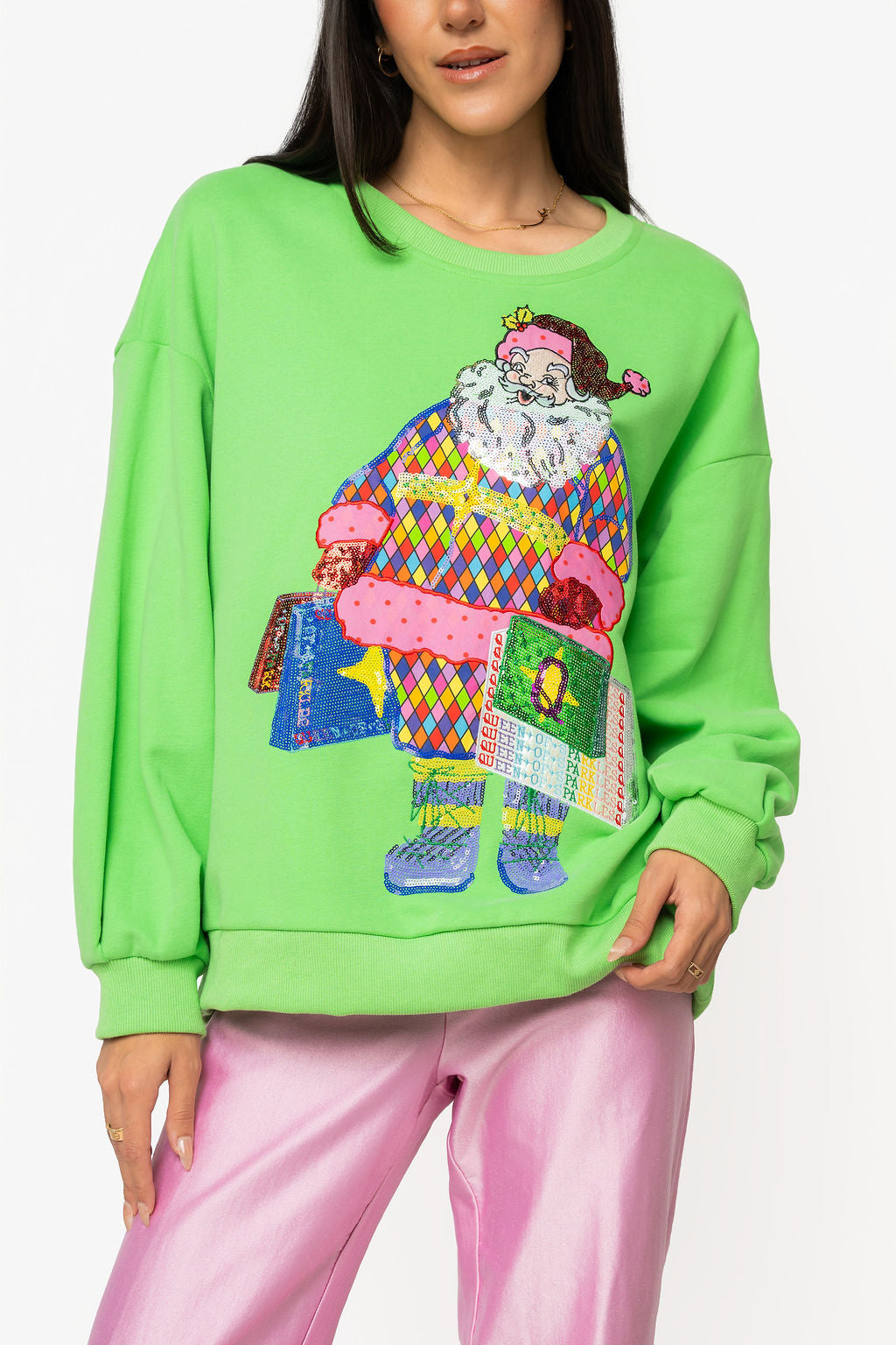 QOS Colorful Shopping Santa Sweatshirt
