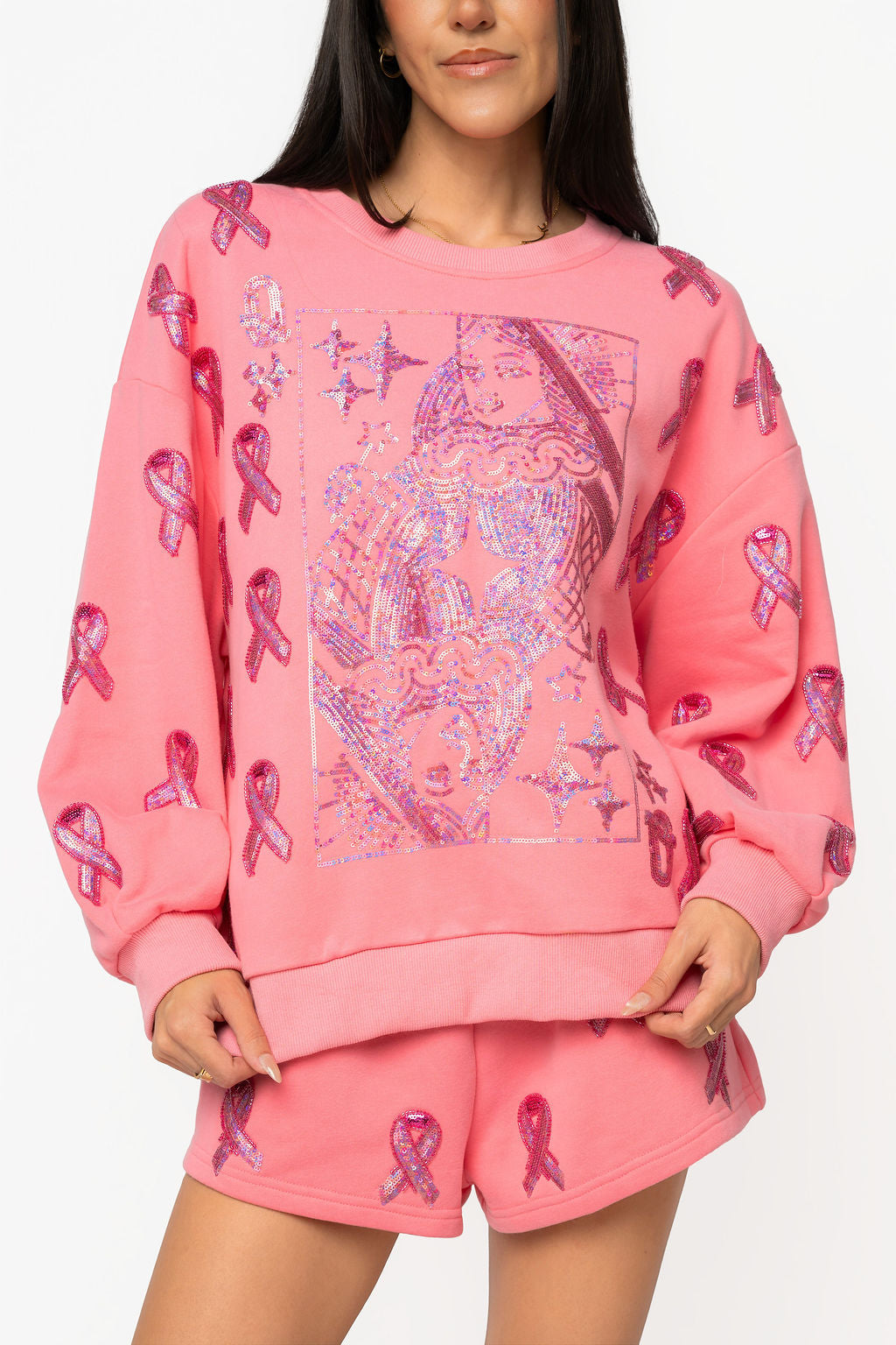 QOS Breast Cancer Ribbon Queen Card Sweatshirt