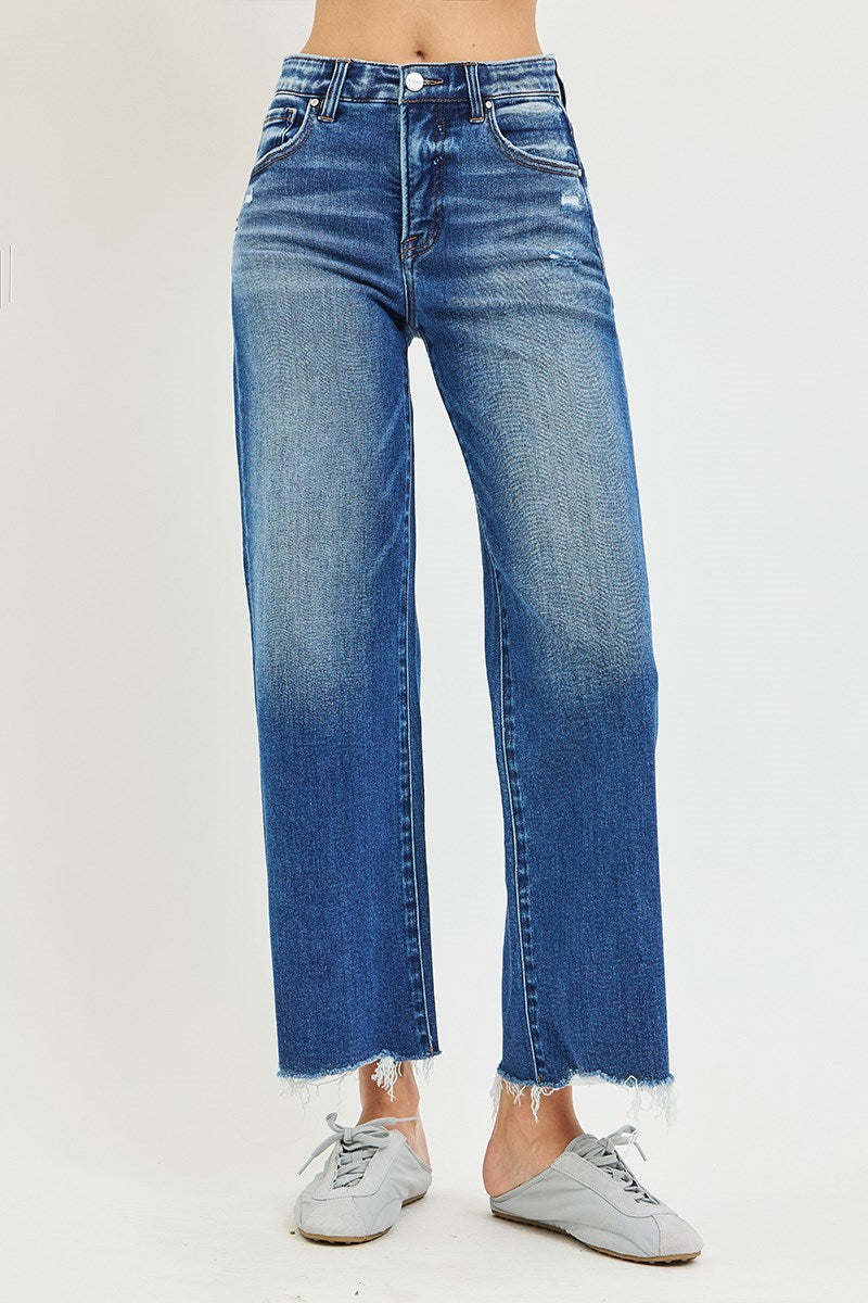 Risen: TC/Elastic Band HR Ankle Wide Jeans