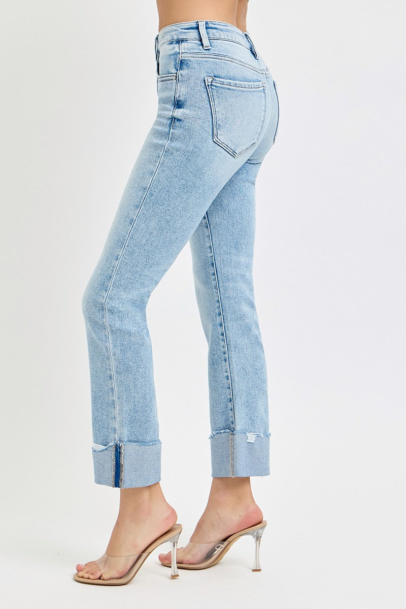 Risen Straight Cuffed Jeans