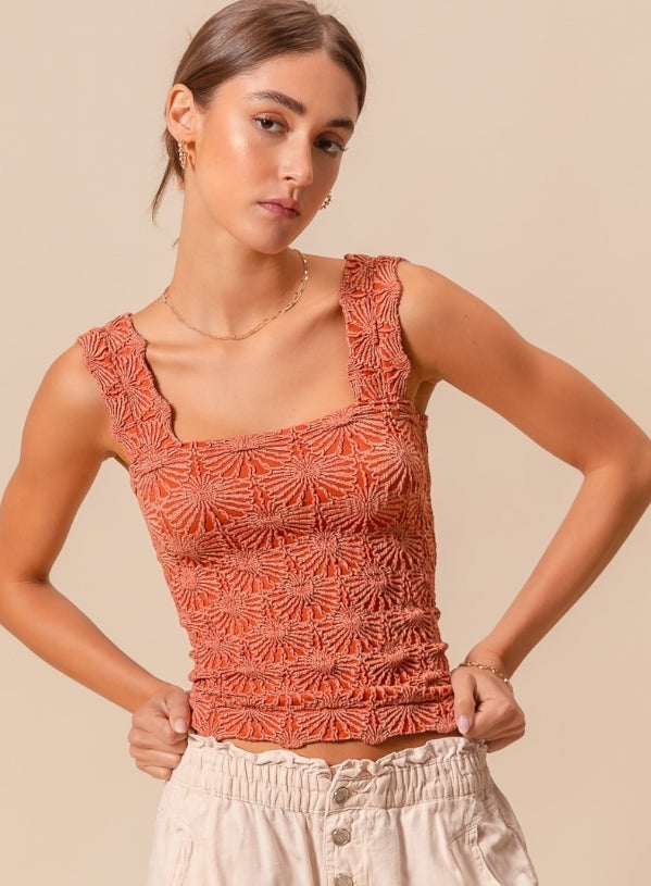 Floral Jacquard Seamless Tank