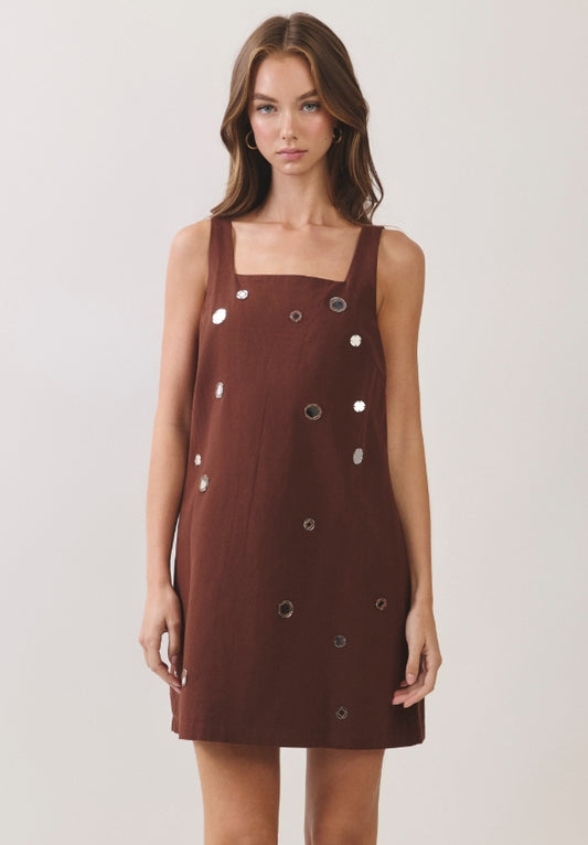 Mirror Embellished Mini Dress