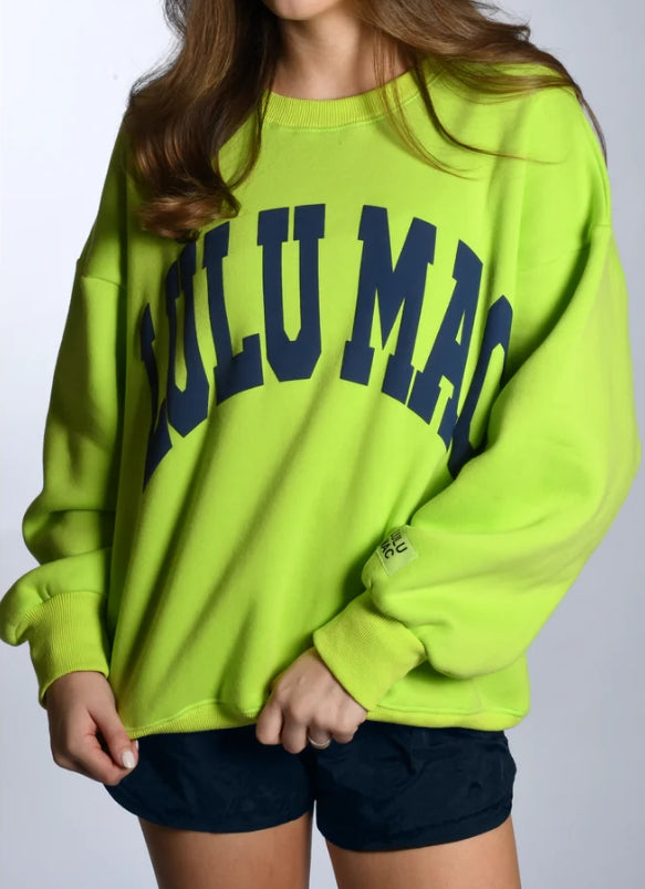 LULU MAC Sweatshirt: Chartreuse/Deep Blue