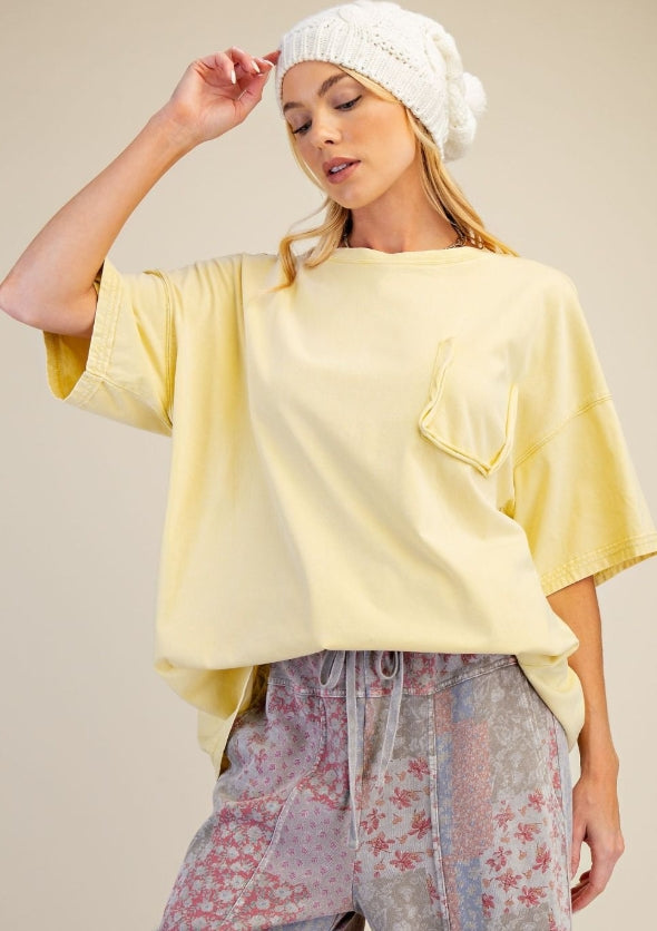 Faux Pocket Mineral Washed Tee