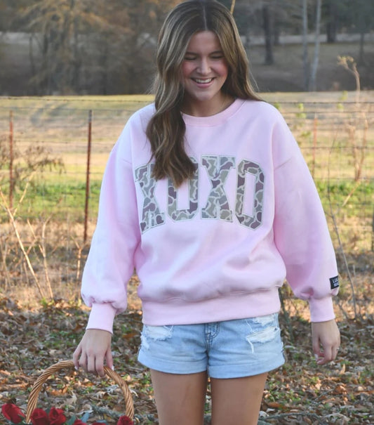 LULU MAC: Pink Sweatshirt with Camo XOXO