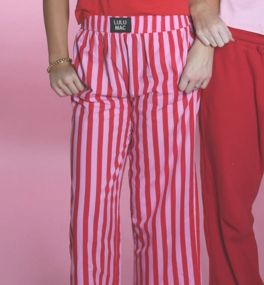 LULU MAC: Red/Pink Striped Pants