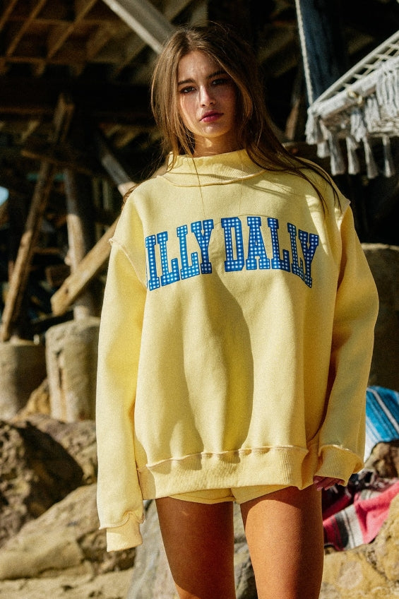 Dilly Dally/Lolly Gag Reversible Mock Neck Sweatshirt
