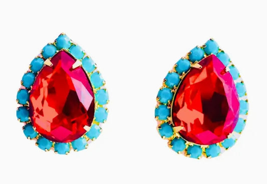 Pink Reef Pear Stud