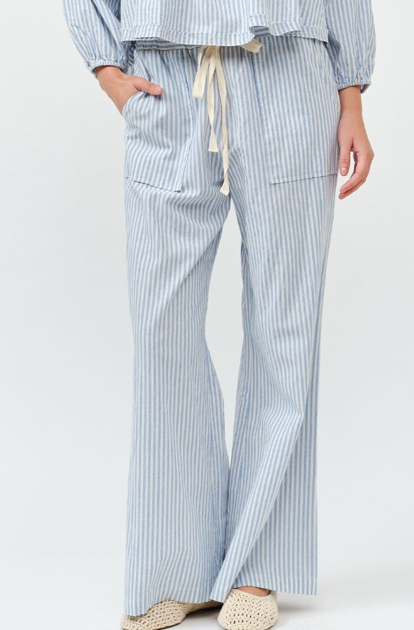 Striped Wide Linen Pants