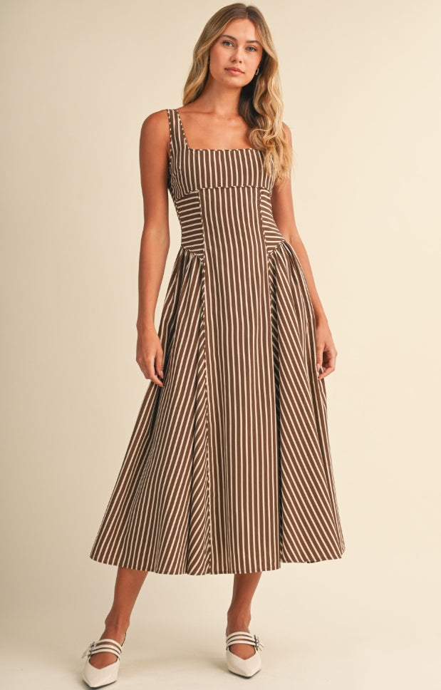 Buckle Detail Striped Dress