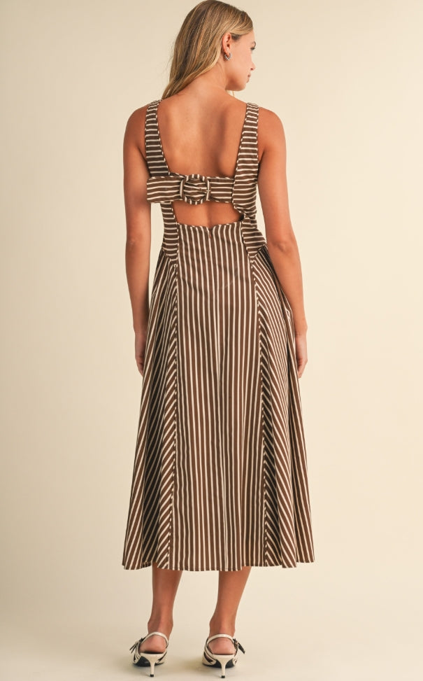 Buckle Detail Striped Dress