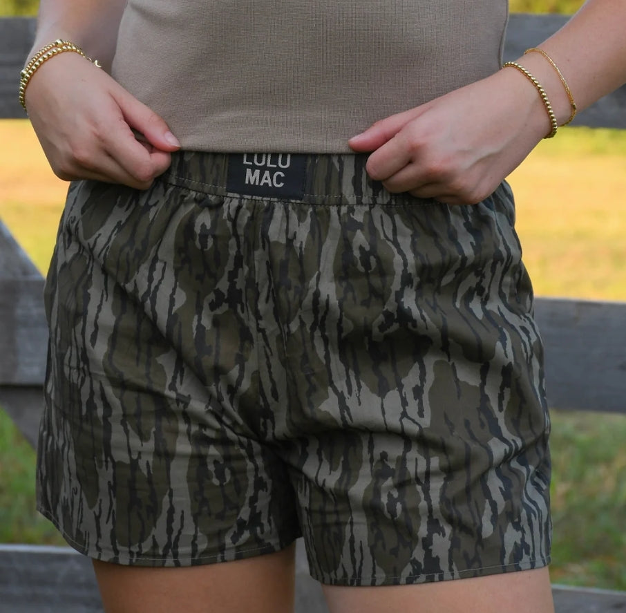 LULU MAC: Mossy Oak Bottomland Boxer Shorts