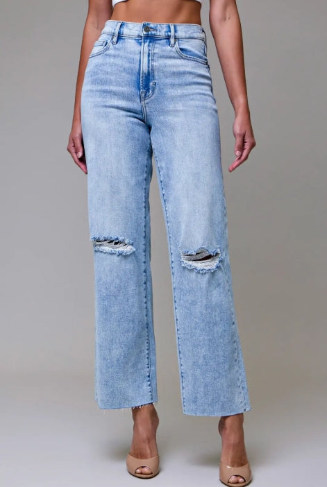 Logan Dad Jeans with Distressed Knee