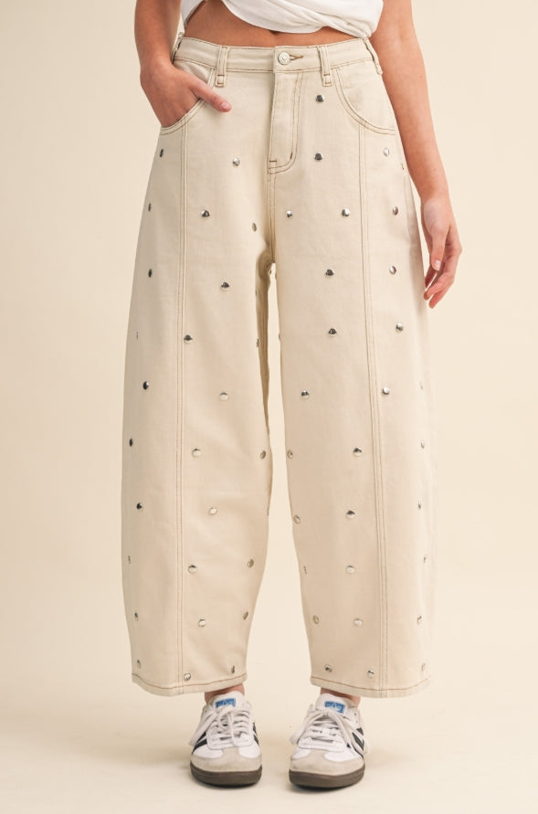 Studded Barrel Jeans