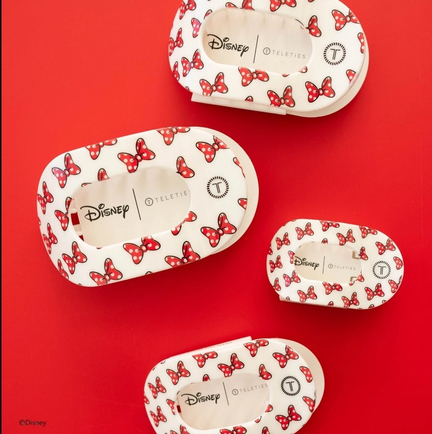 Teleties Flat Round Hair Clip: Minnie Mouse Bows