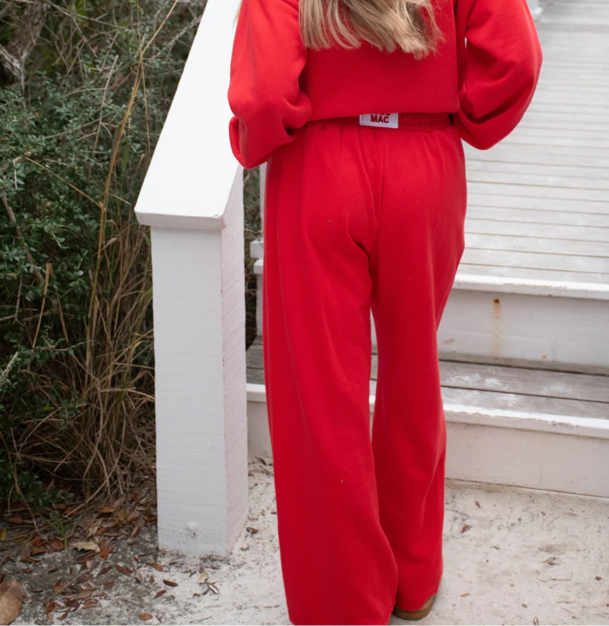 LULU MAC Terry Cloth Pants: Red