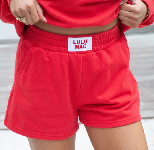 LULU MAC Terry Cloth Shorts: Red