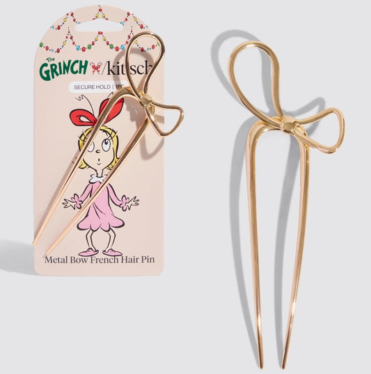 The Grinch x Kitsch Gold Bow Pin