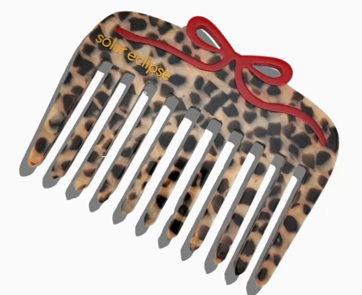 Leopard Bow Pocket Hair Comb