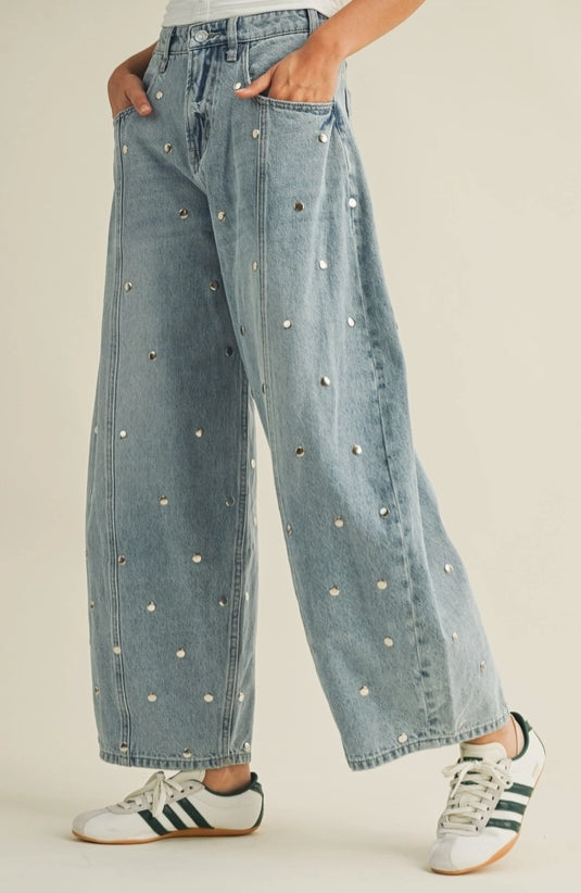 Studded Barrel Jeans