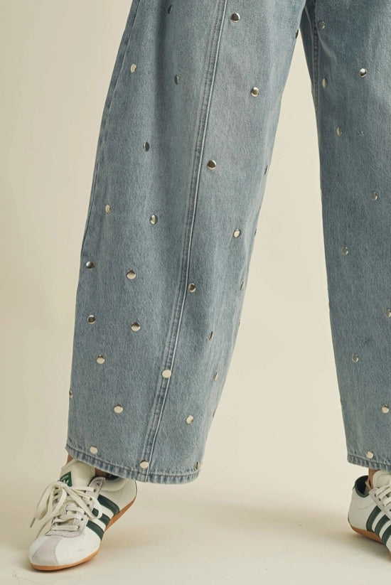 Studded Barrel Jeans