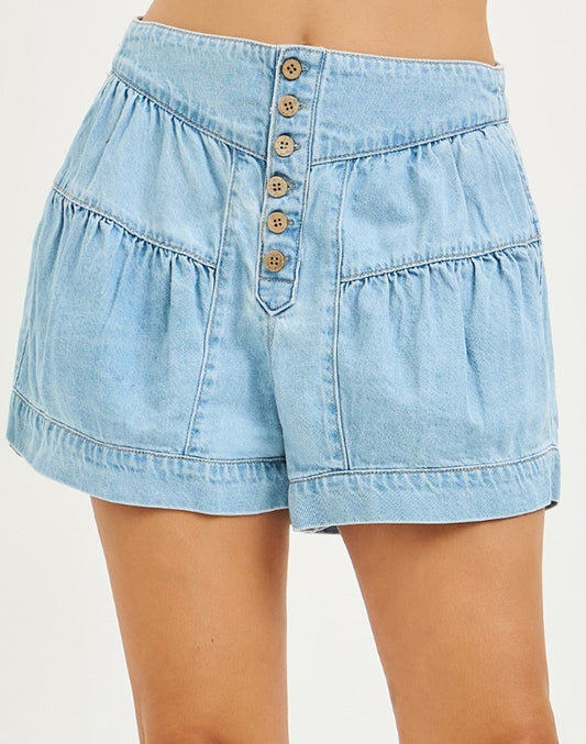 Risen: Elastic Band Shirred Detail Shorts