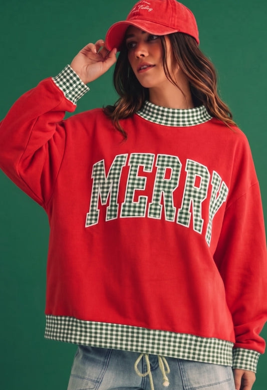 Merry Gingham Sweatshirt