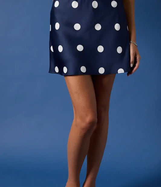 Polka Dot Satin Mini Skirt