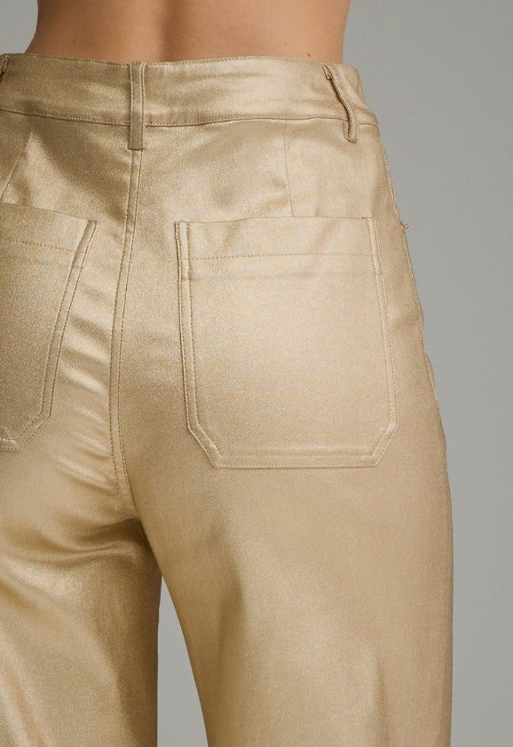 Metallic Wide Leg Pants