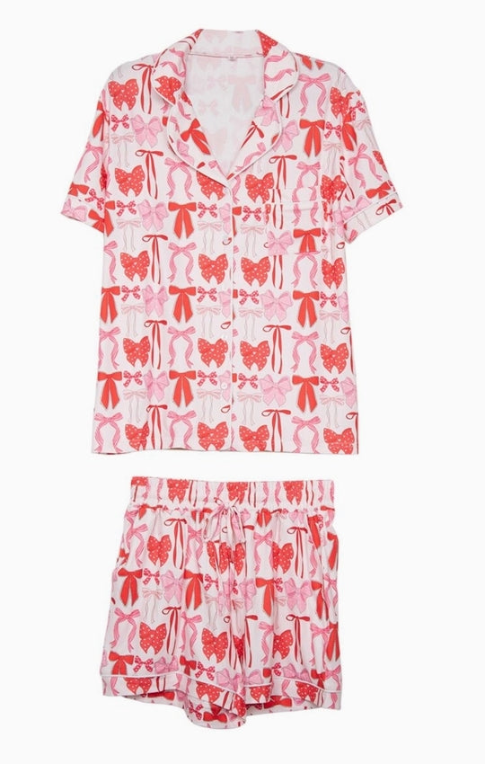 Pink & Red Coquette Bow PJ Set