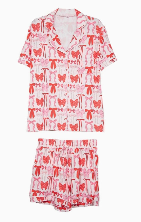 Pink & Red Coquette Bow PJ Set