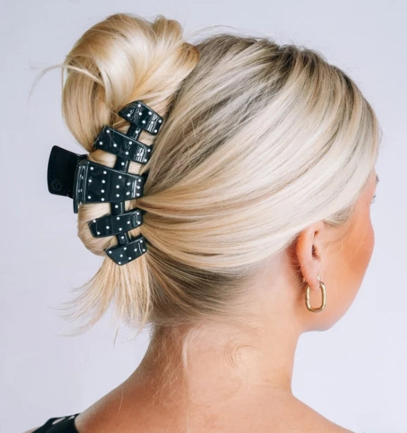 Teleties: Classic Black Polka Dot Party Hair Clip