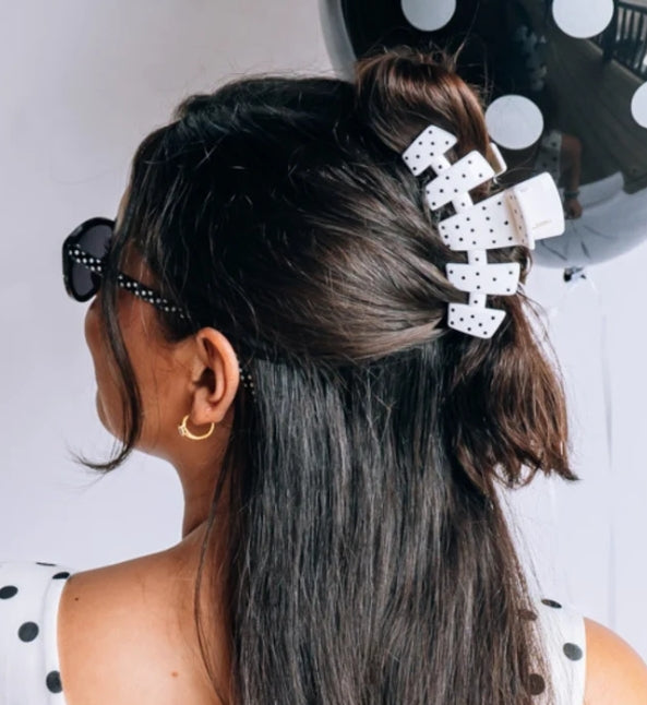 Teleties: Classic White Polka Dot Party Hair Clip