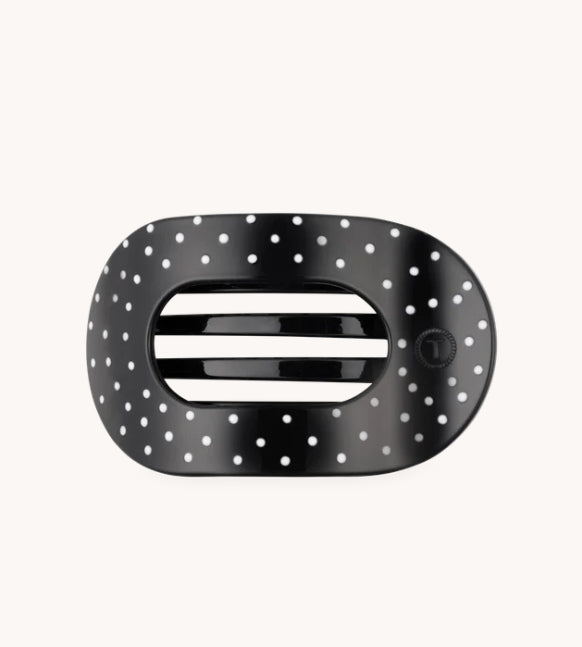 Teleties: Black Polka Dot Party Flat Round Hair Clip