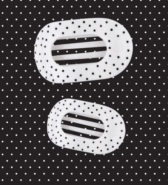 Teleties: White Polka Dot Party Flat Round Hair Clip