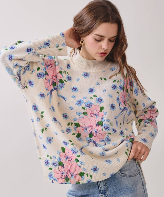 Floral Print Sweater