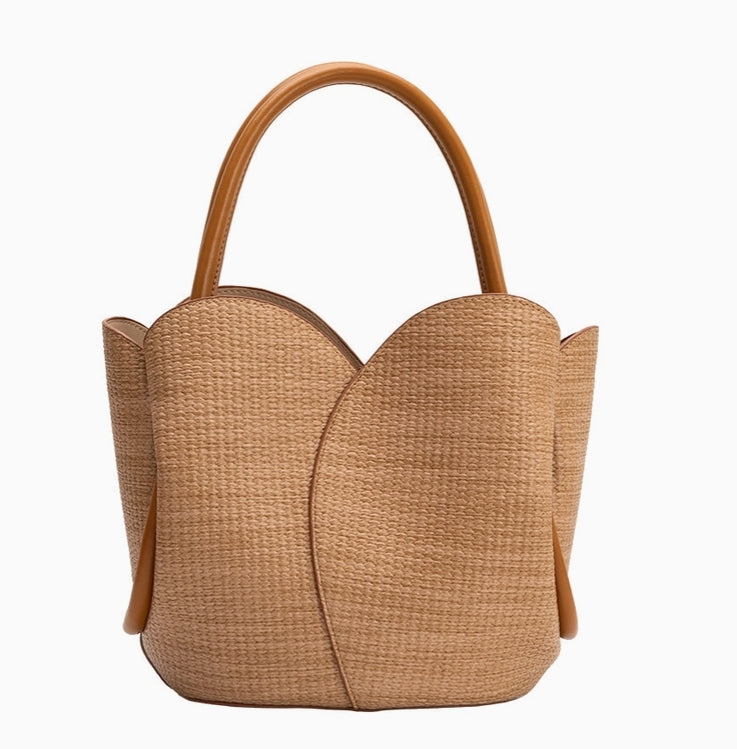 Tulip Raffia Handle Bag
