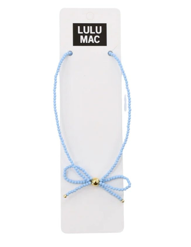 LULU MAC: Bow Necklace - Light Blue