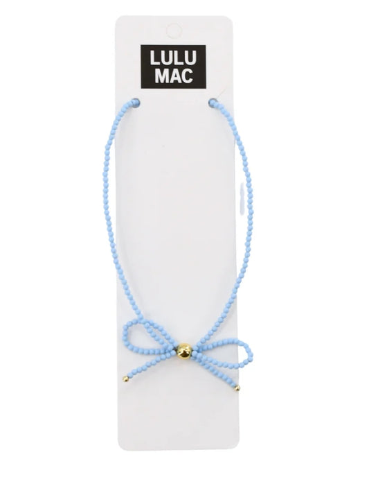 LULU MAC: Bow Necklace - Light Blue