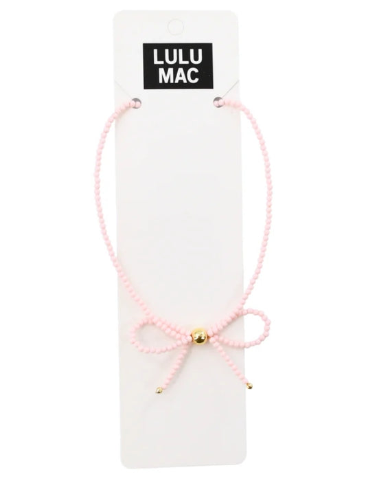 LULU MAC: Bow Necklace - Light Pink