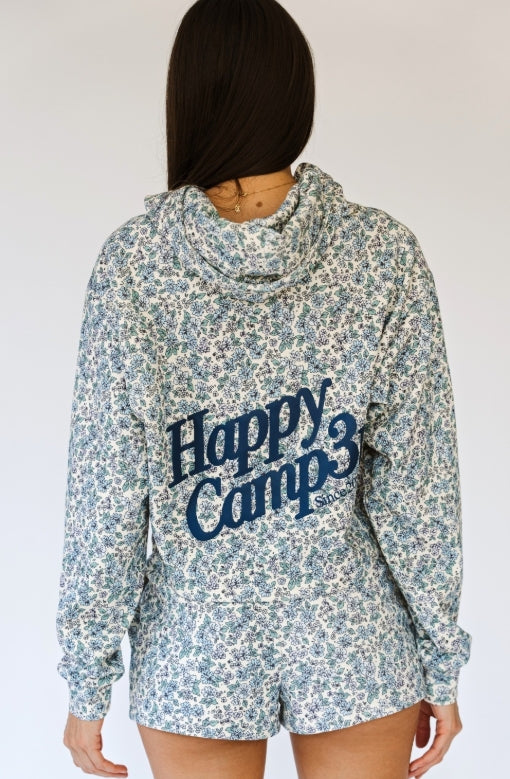 HC Dusty Blue Garden Scuba Cropped Hoodie