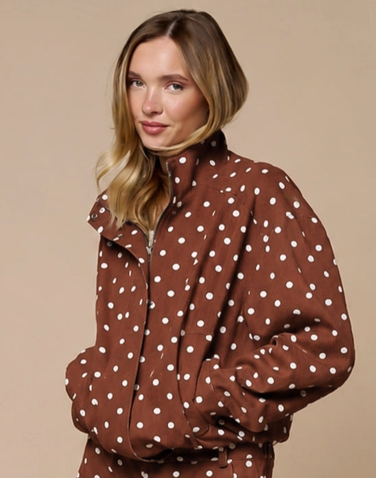 Polka Dot High Neck Jacket